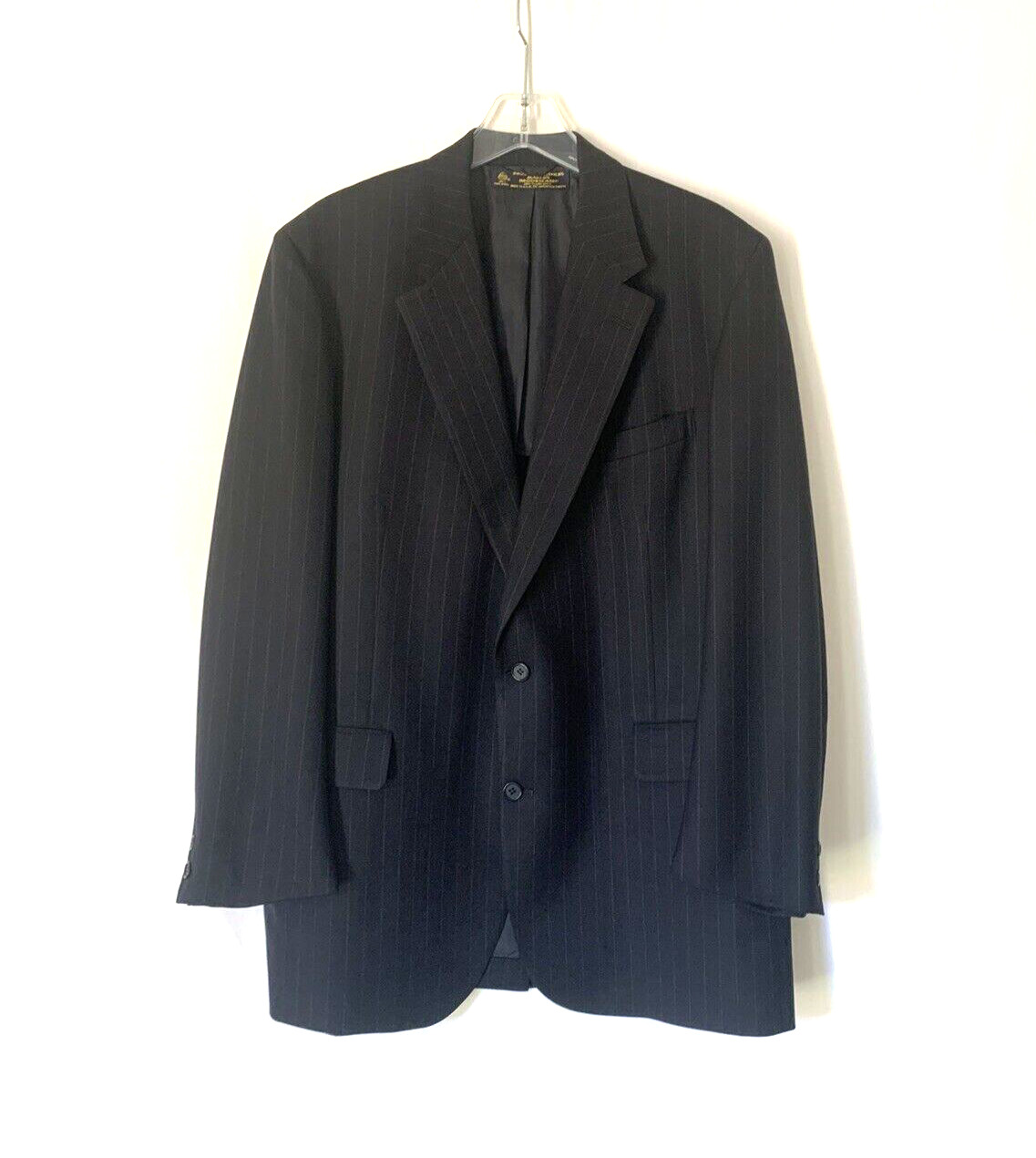 VTG Brooks Brothers Makers Brooksease 2 Pc Suit 46 Gray Wool Pinstriped