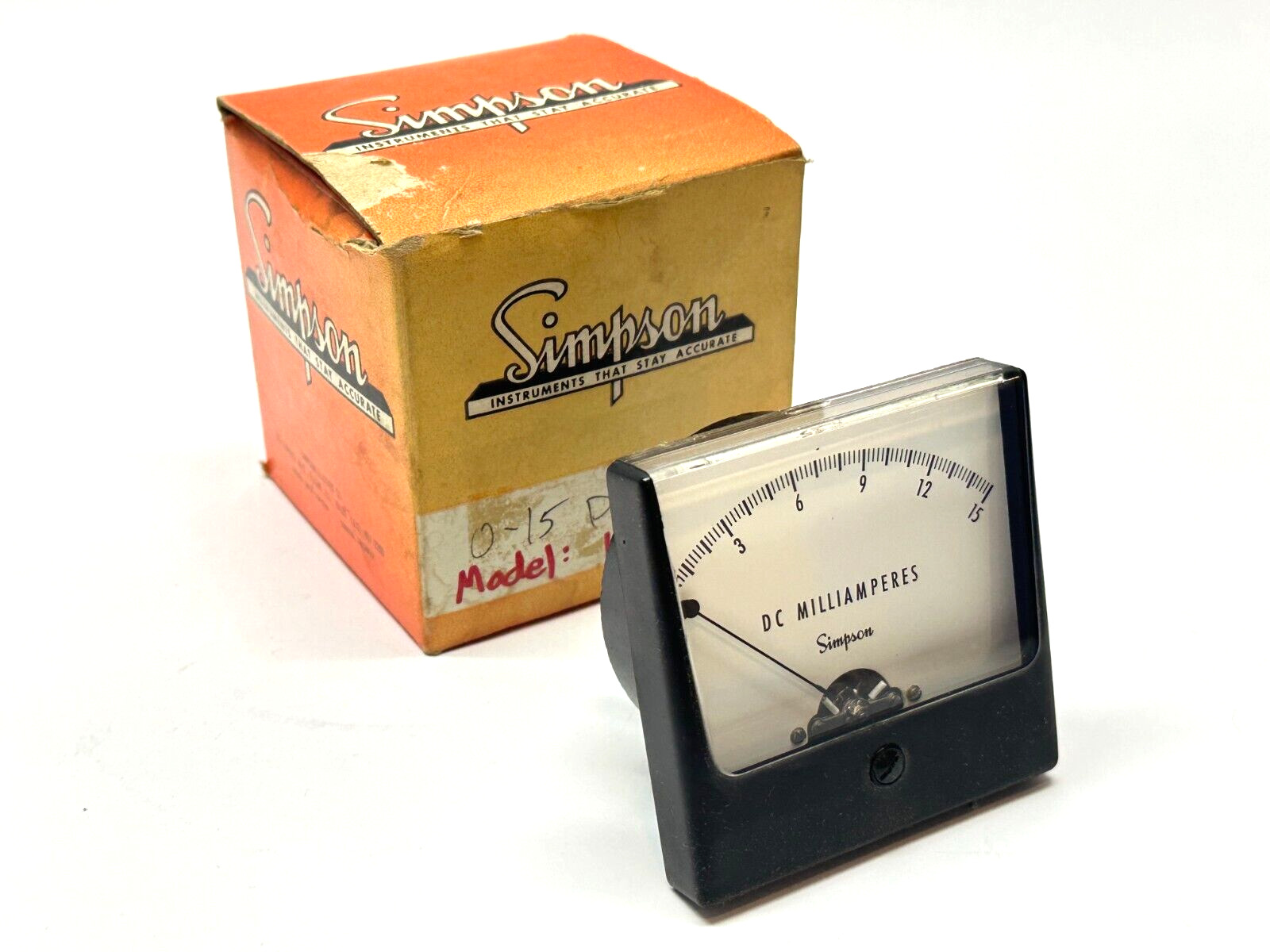 Simpson Model 1327 Wide-Vue Analog DC Ammeter 0-15 DC Amps
