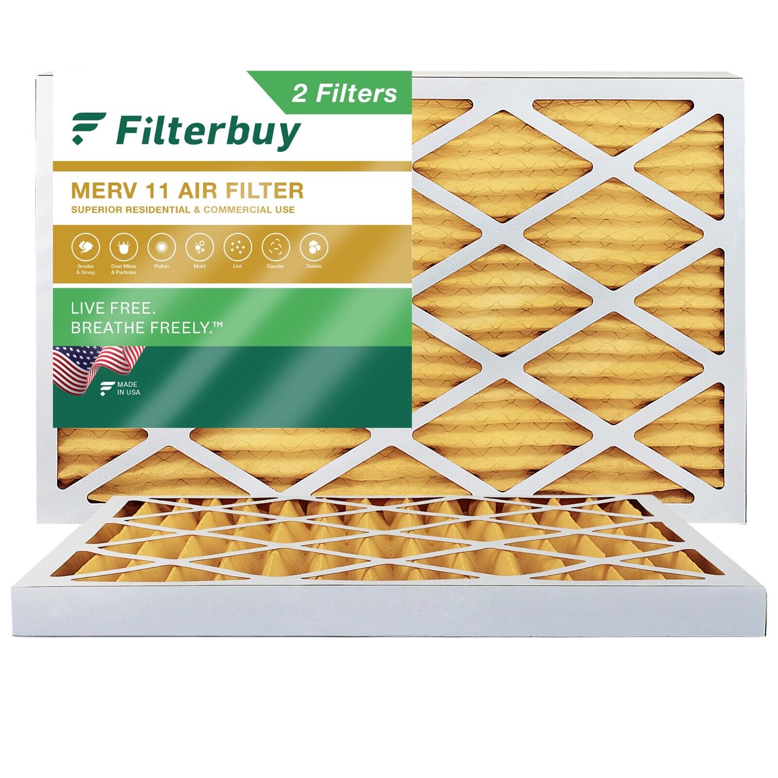 Filterbuy 14x25x2 Pleated Air Filters, Replacement for HVAC AC Furnace (MERV 11)