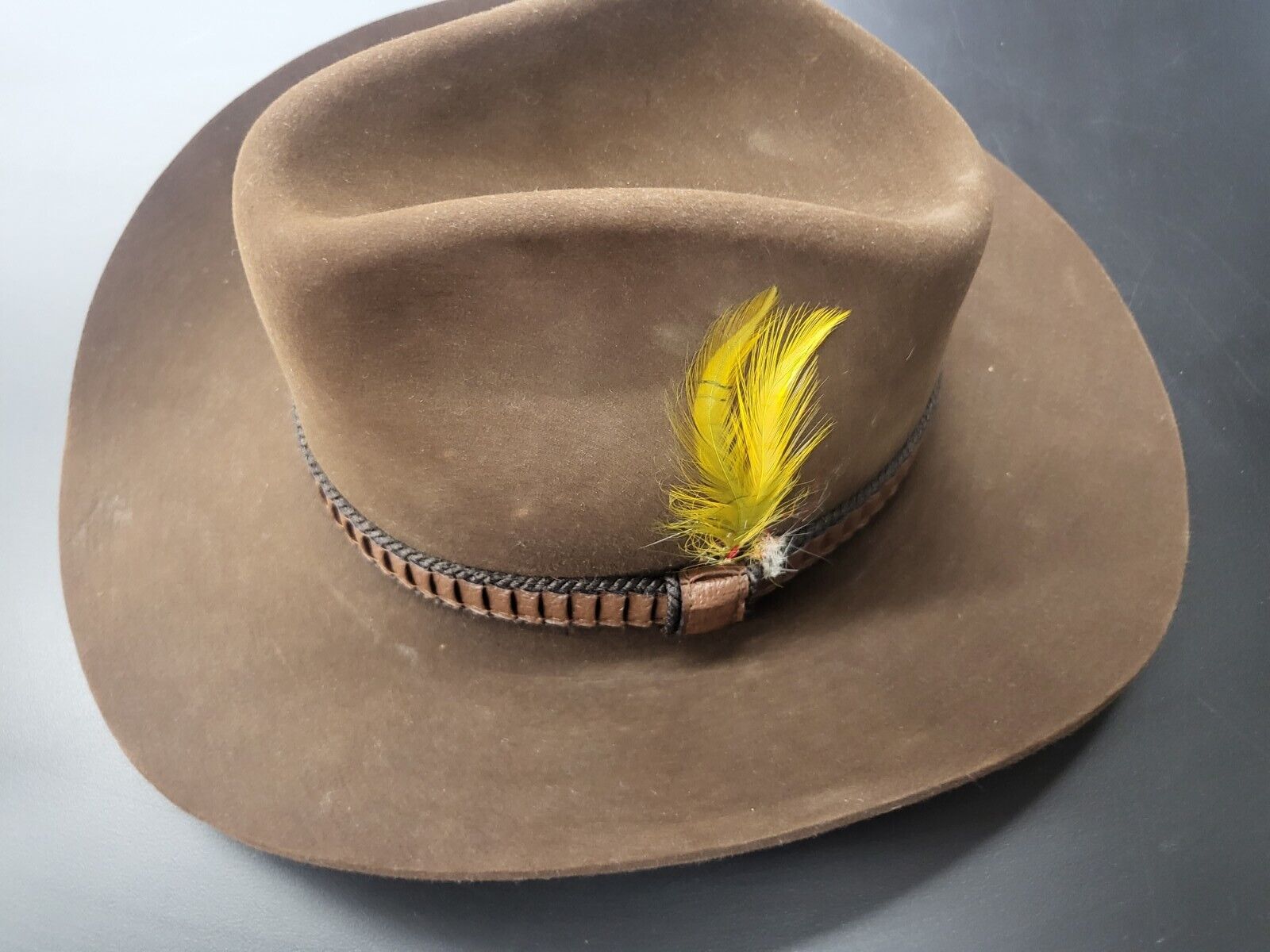 Vintage John B. Stetson Co. Hat 3x Beaver Sz 7 leather band brown XXX cowboy 