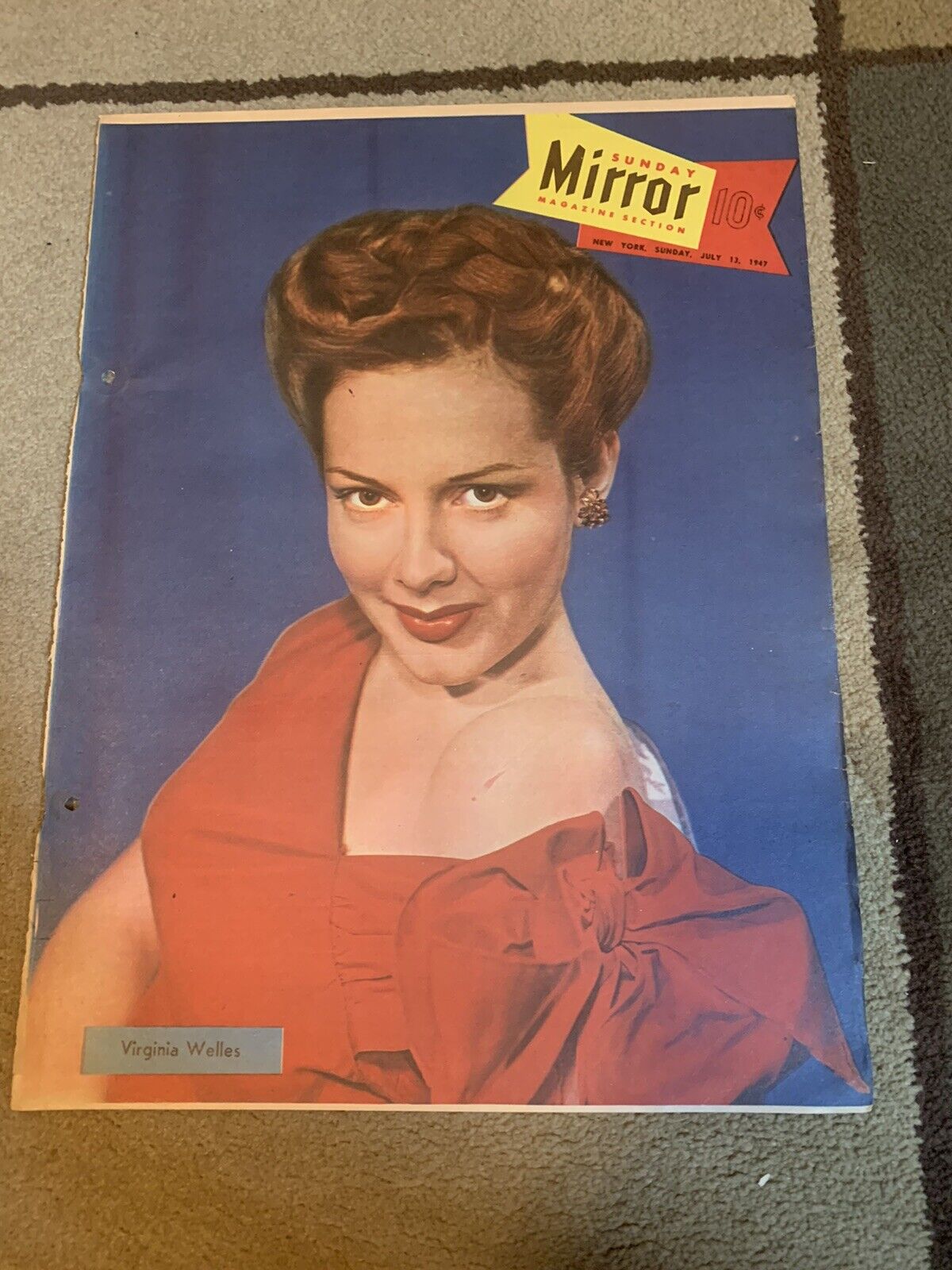 SUNDAY MIRROR VIRGINIA WELLES original color portrait July 13 1947 Old Hollywood