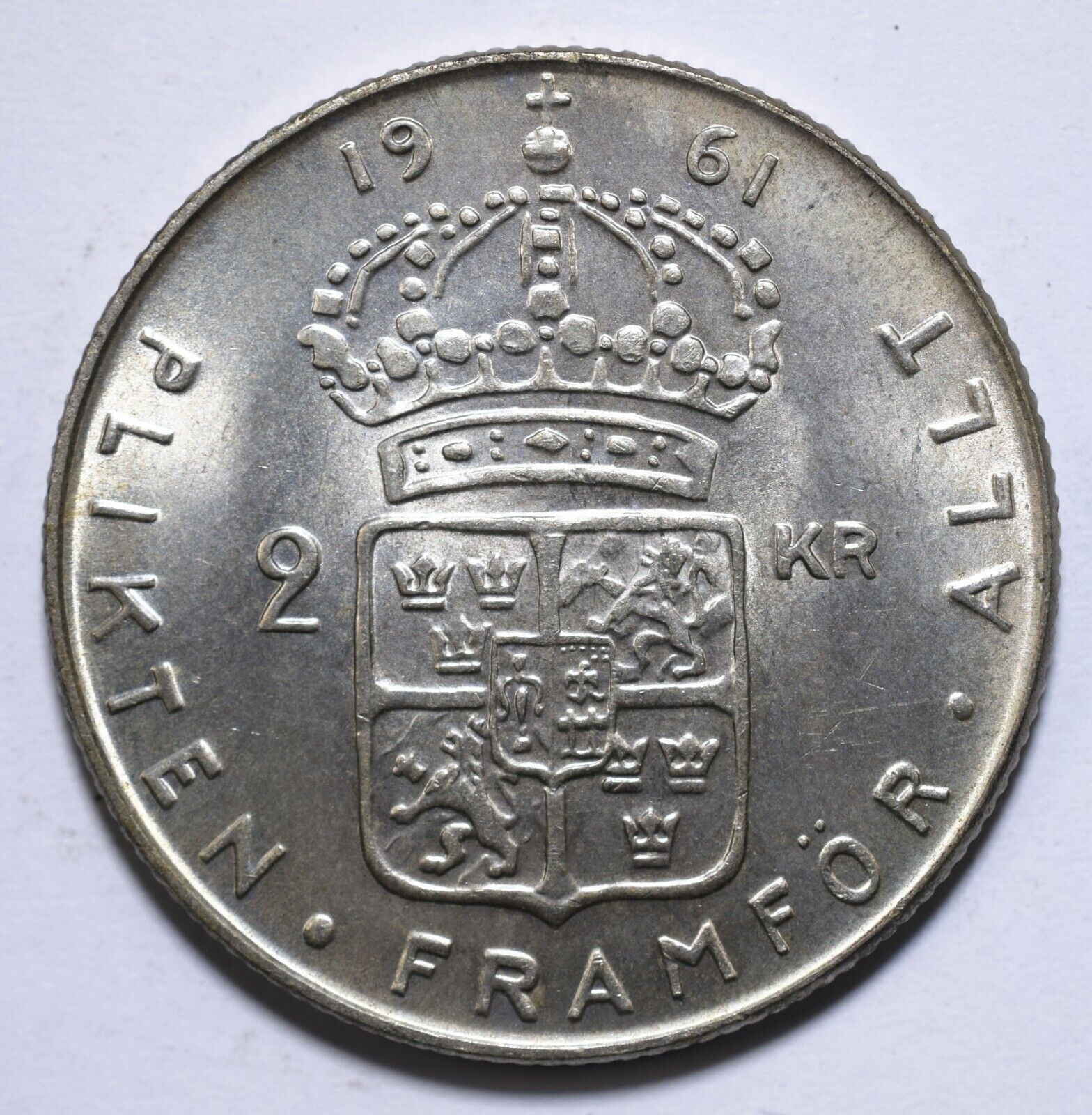 1961, Sweden, 2 Krona, Gustaf VI Adolf, UNC, Silver, KM# 827, Lot [1251]