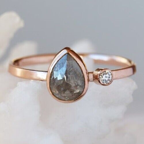 Smoky Quarts & Natural Diamond Womens 2-Stone Engagement Ring In 10K Rose Gold