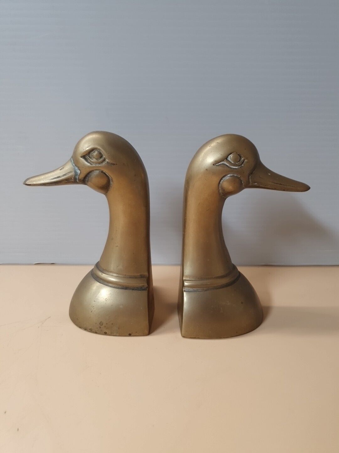 Vintage Pair Of Solid Brass Duck Head For Books