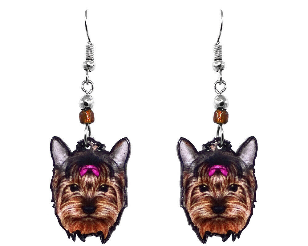 Yorkie Dog Face Earrings Pet Head Animal Graphic Womens Cute Breed Puppy Jewelry
