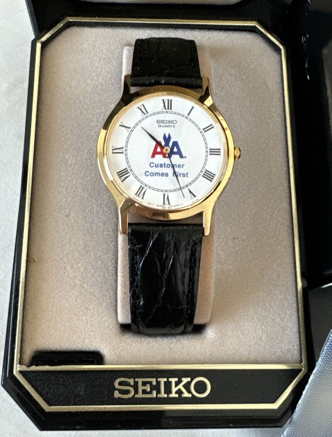 NOS VINTAGE SEIKO AMERICAN AIRLINES RARE CUSTOMER COMES FIRST MENS WATCH SJB022