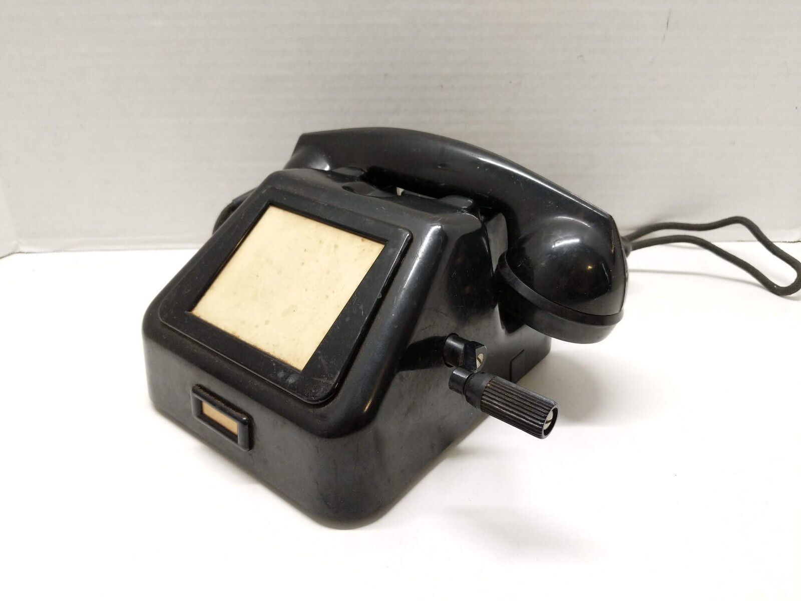 Vtg German Krone Non-Dial Crank Magneto Bakelite Desk Phone Telephone w/ Handset