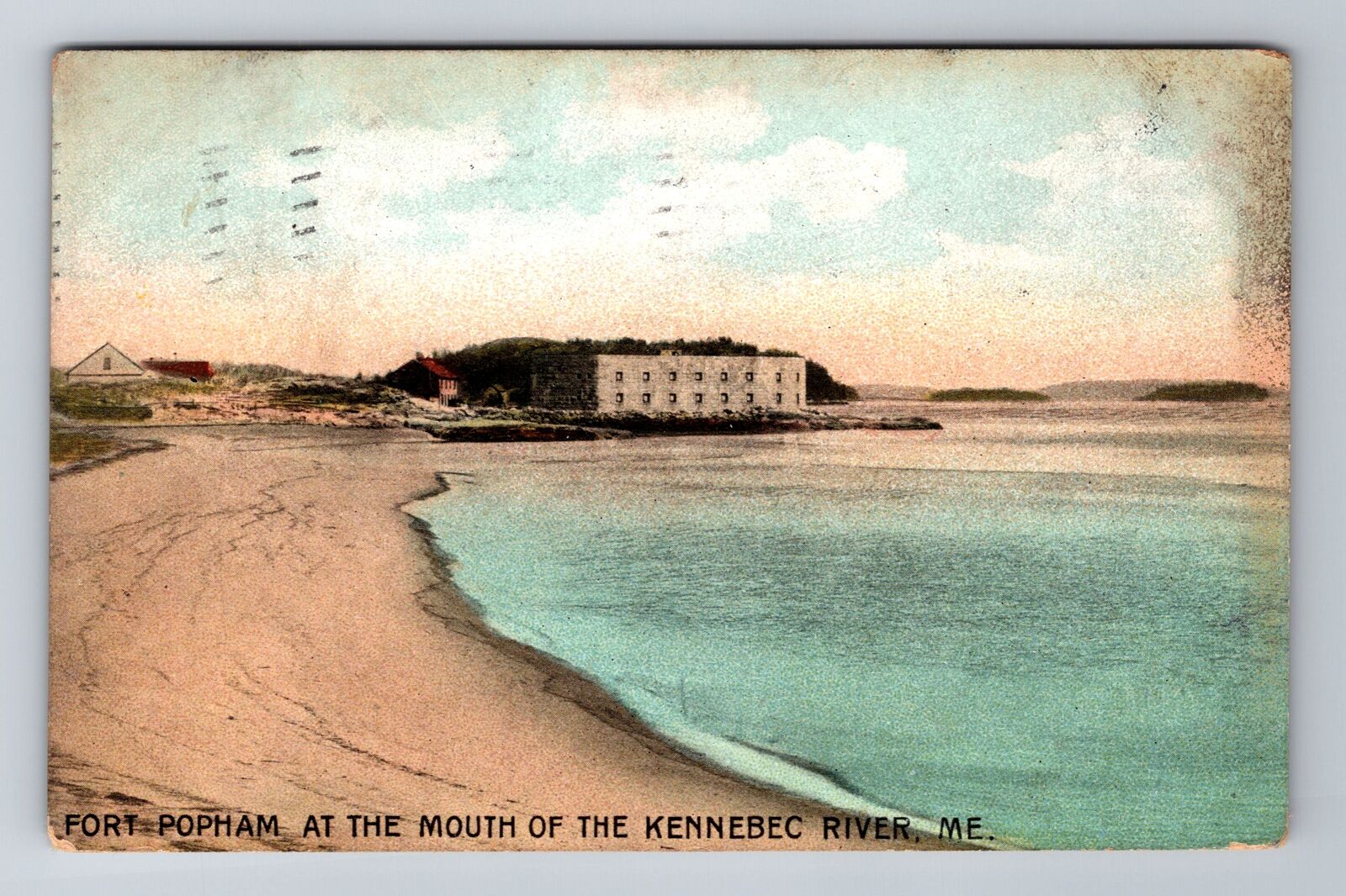 Kennebec River ME-Maine, Fort Popham At Mouth Of River, Vintage c1907 Postcard