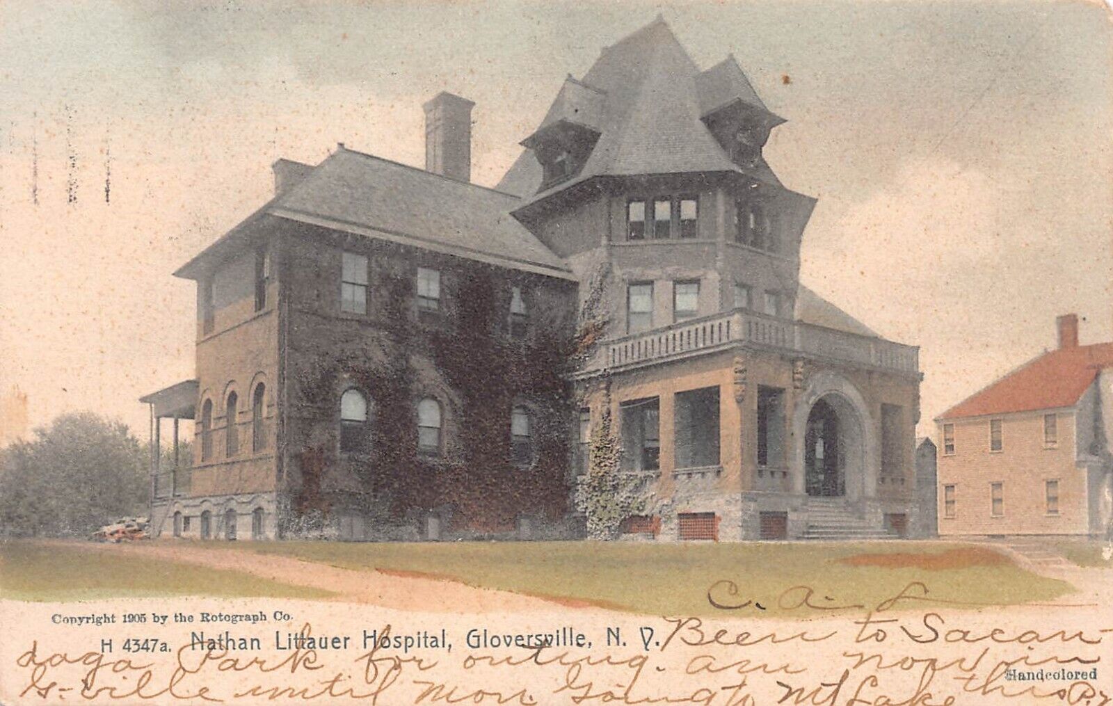 Nathan Littauer Hospital, Gloversville, New York City, 1906 Postcard, Used