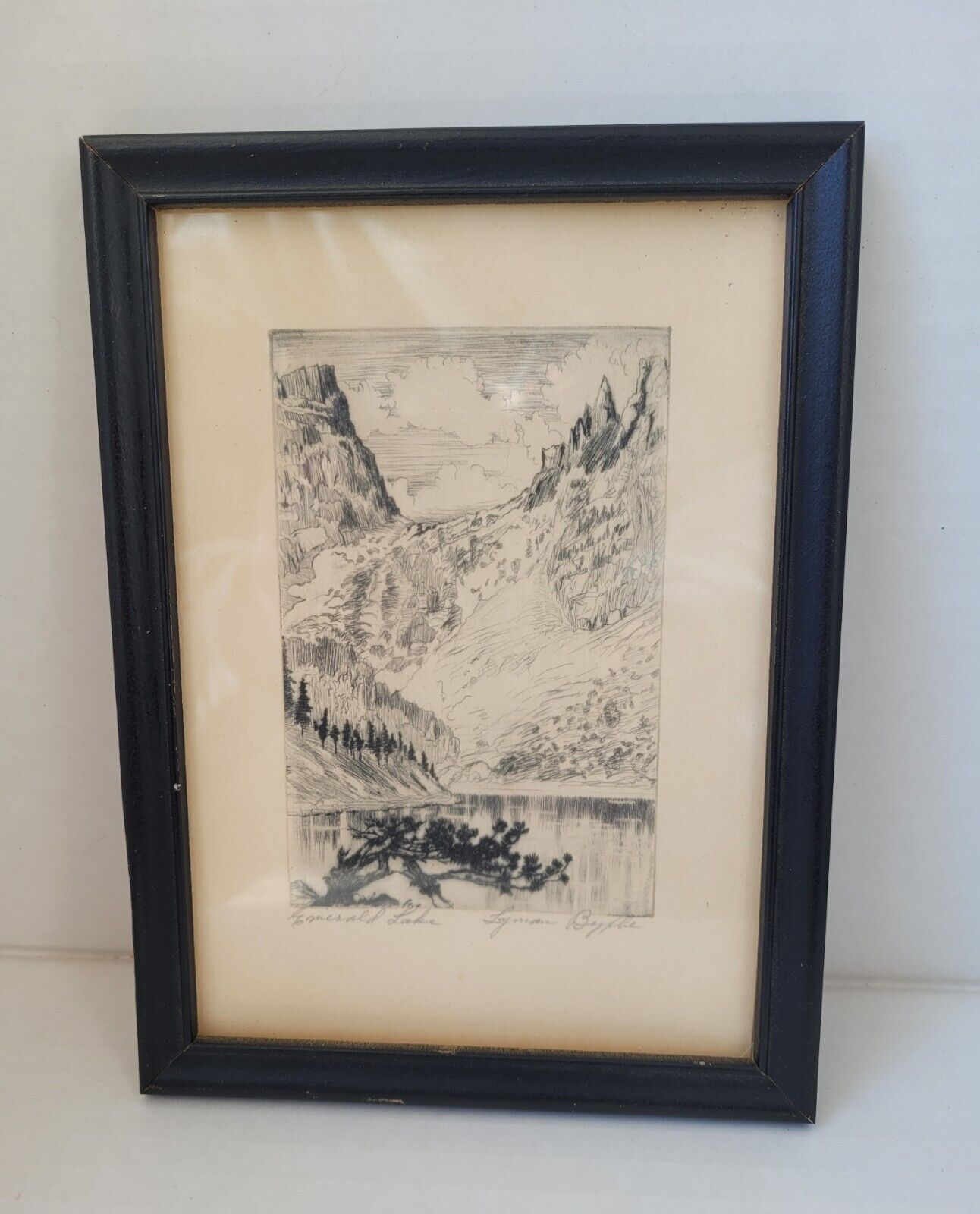 Lyman Byxbe (1886-1980) Emerald Lake  Signed And Framed Etching, c.1948