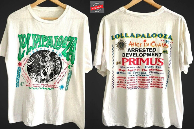 Lollapalooza T-Shirt 1993 Vintage Festival Music Tour Concert Large Giant S-5XL
