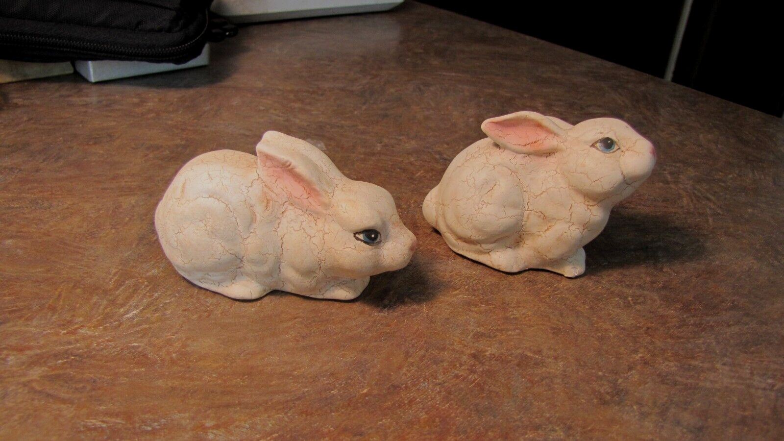 Lot 2 Older Vintage Bunny Rabbit Figurines Shelf Art Decor Seasonal Spring