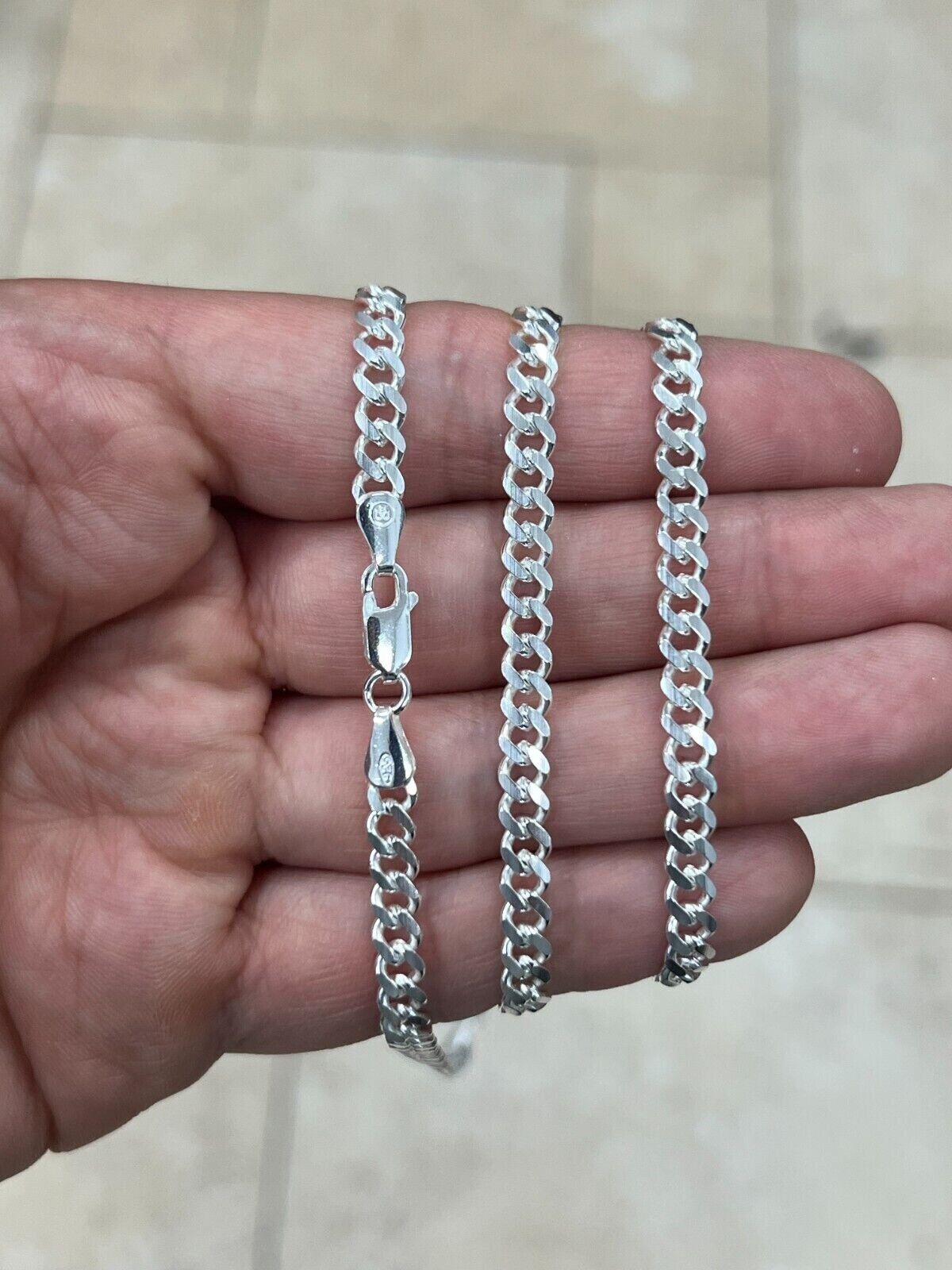 925 Sterling Silver Monaco Cuban Curb Chain Necklace - Italy