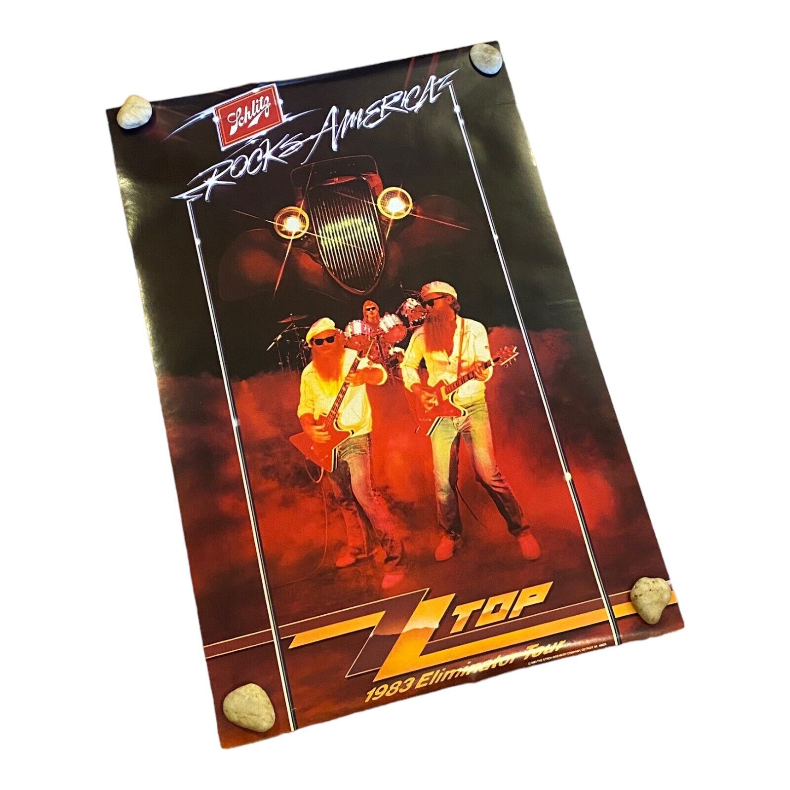 Vintage ZZ Top Schlitz Rocks America 1983 Eliminator Tour Original Poster - Rare