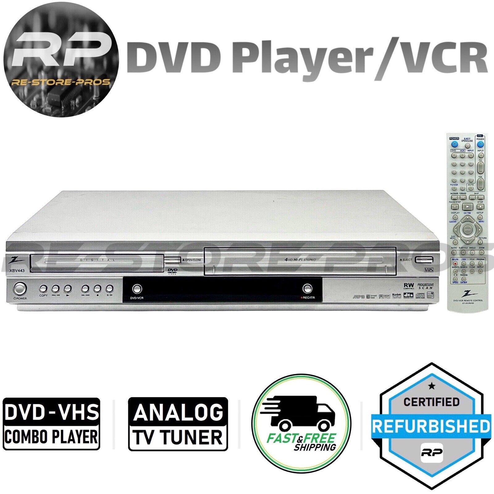 Zenith XBV443 DVD VCR Combo Player VHS Hi-Fi Stereo Progressive Scan