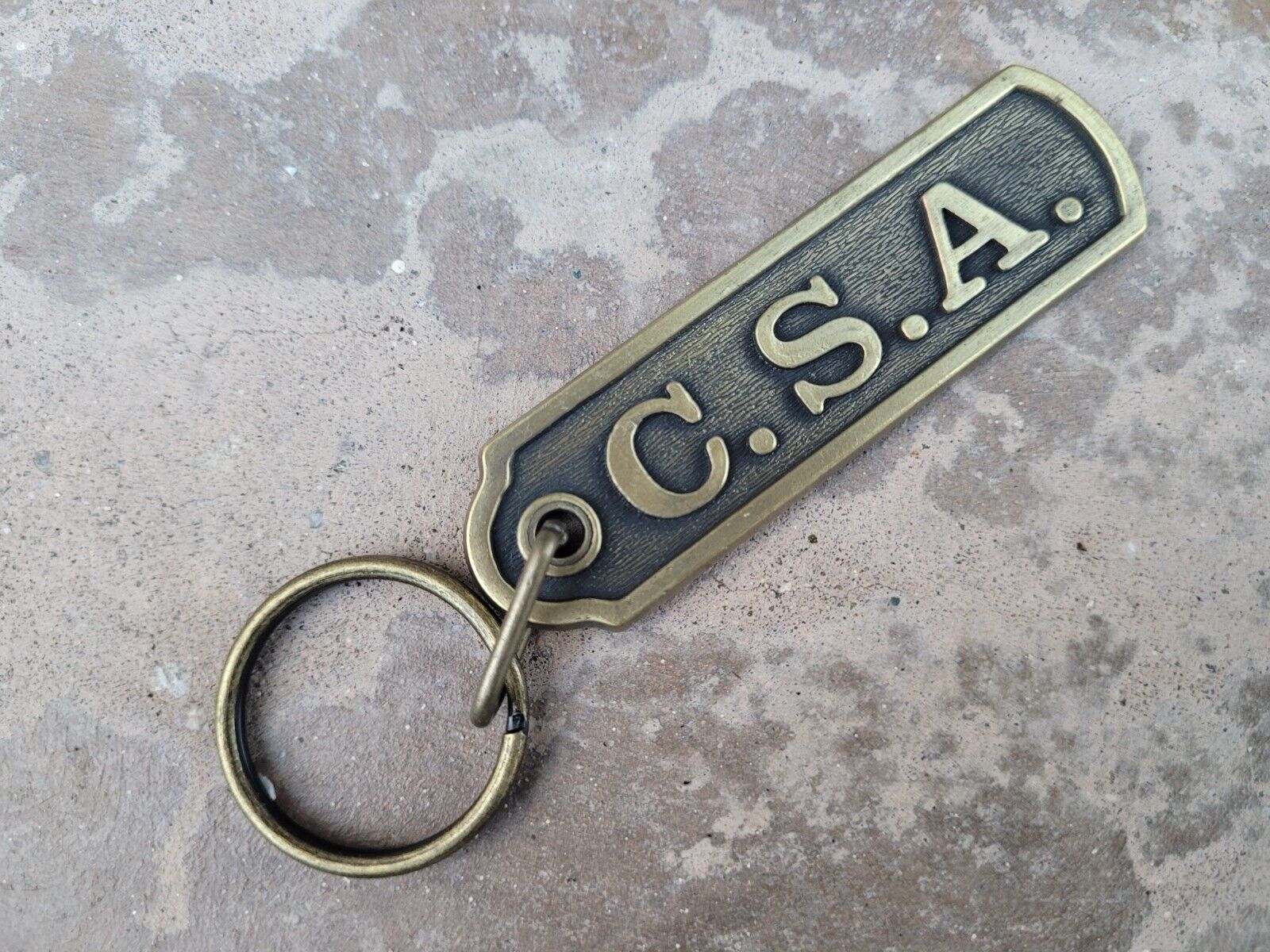 Brass Confederate States of America C.S.A. Oblong Keyring Chain