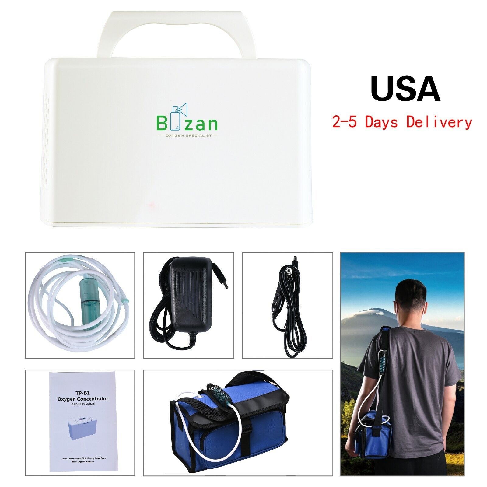 Portable oxygen concentrator machine outdoor travel elderly car charging 3L