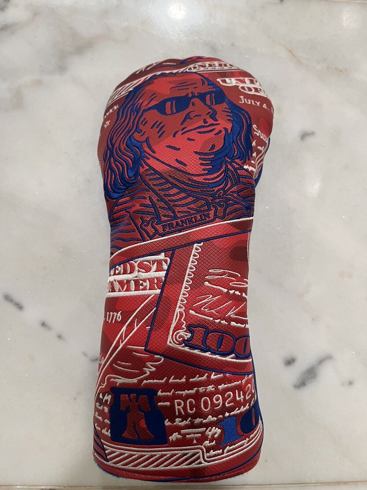 RARE SWAG Golf Swagness USA Ben Franklin $100 Camo Doll Driver Headcover Red