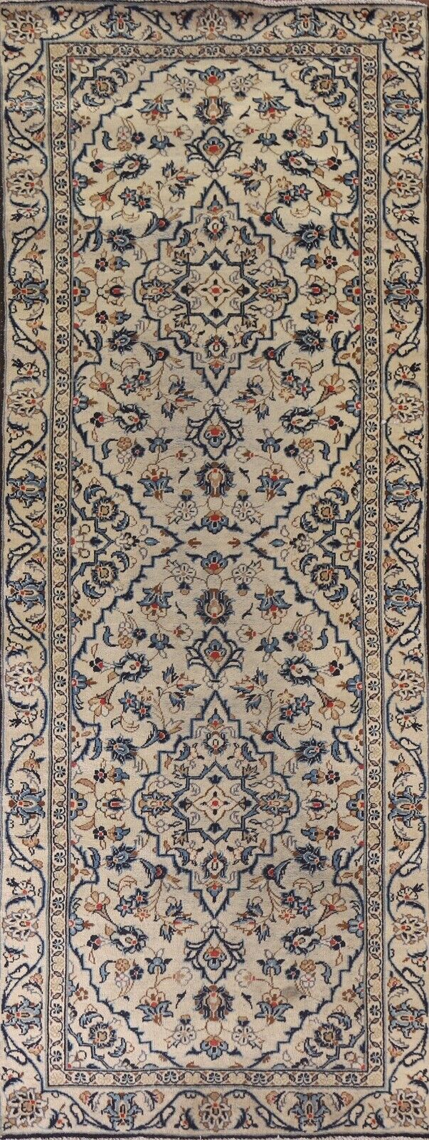 Ivory Semi-antique Floral Traditional 9 ft. Runner Rug Wool Hand-knotted 3x9