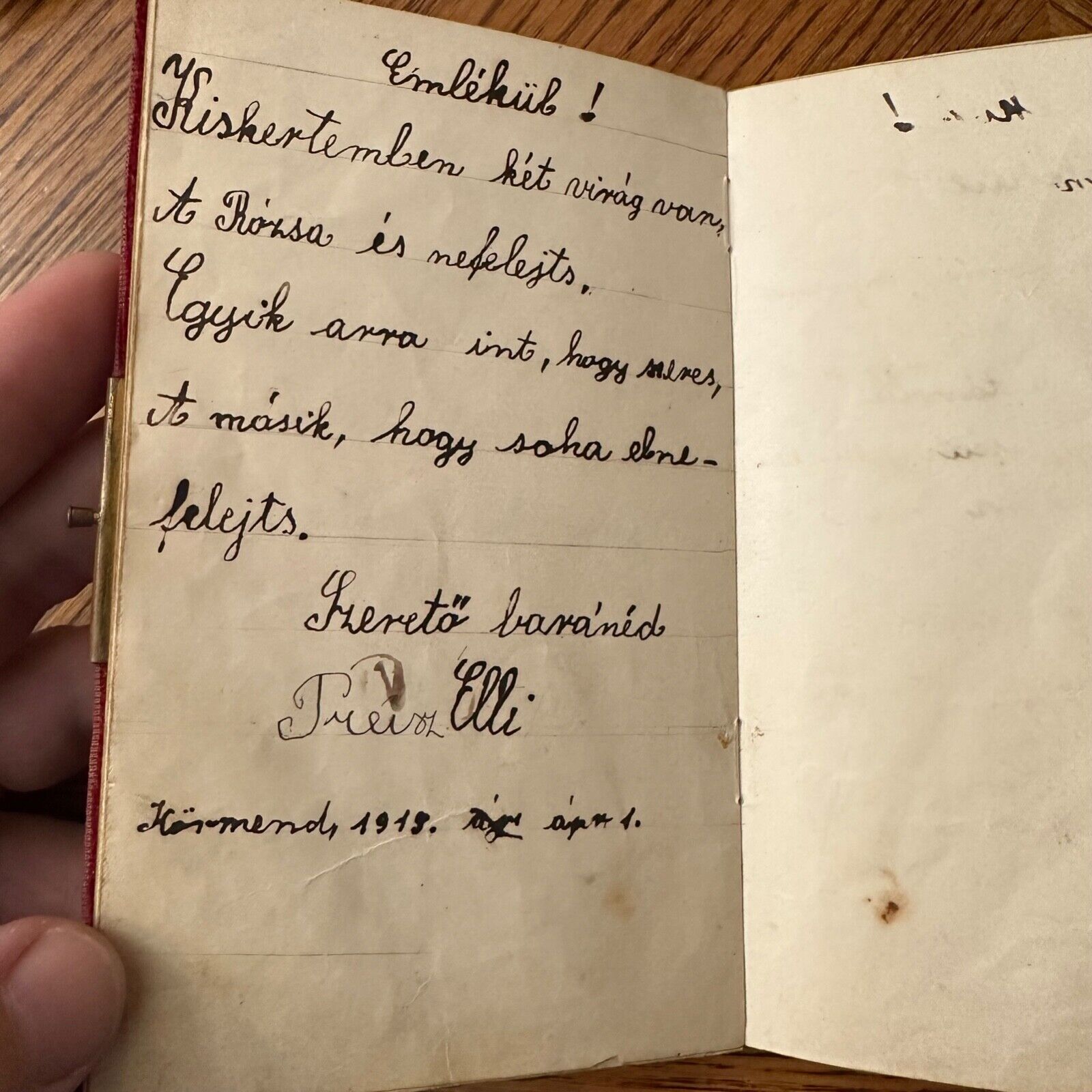 Hungarian School Autograph Book WW1 Era 40 Entries Class List Notes Antique