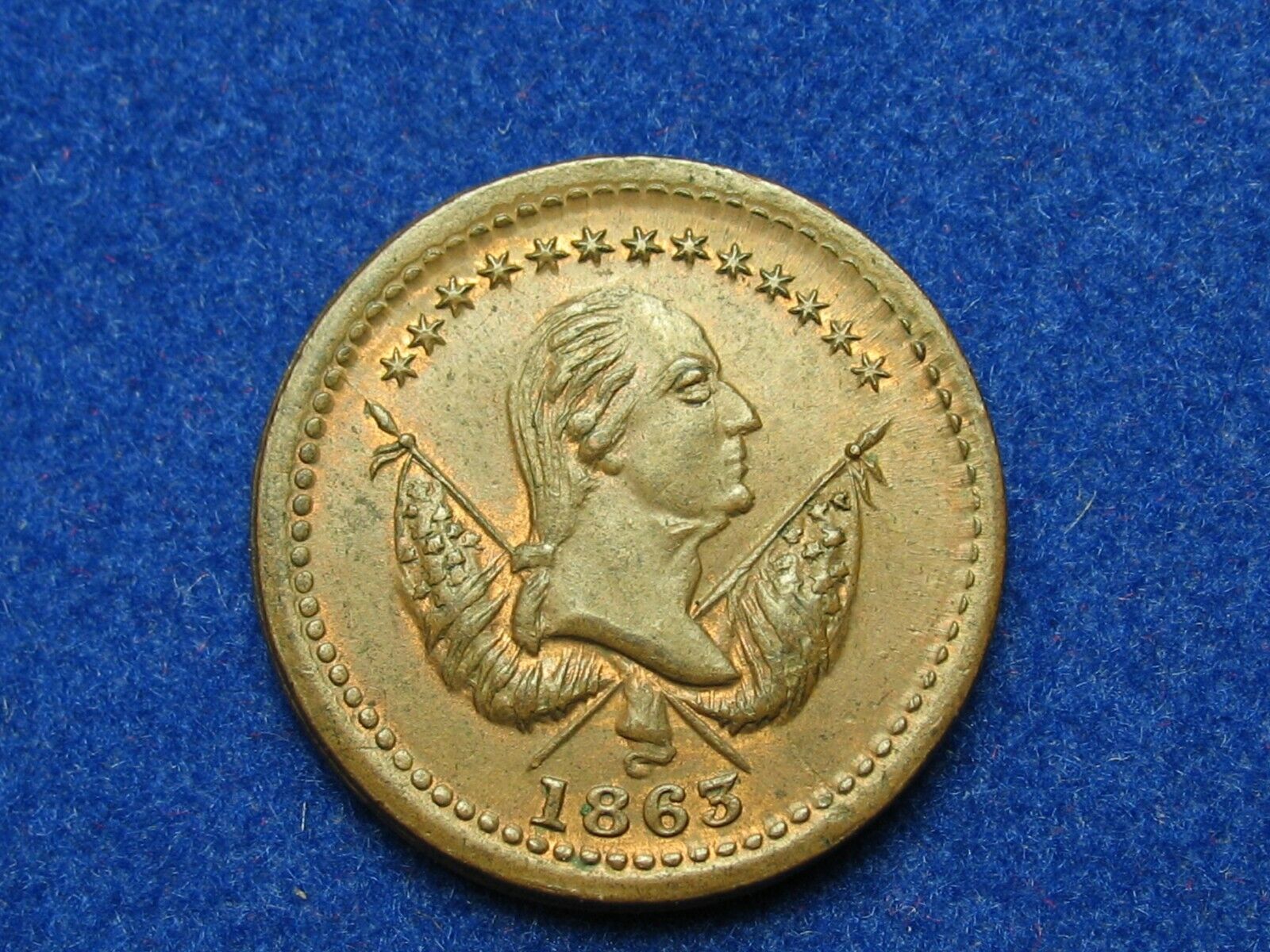 OLD COPPER COIN SALE  AU-BU 1863 CIVIL WAR TOKEN \