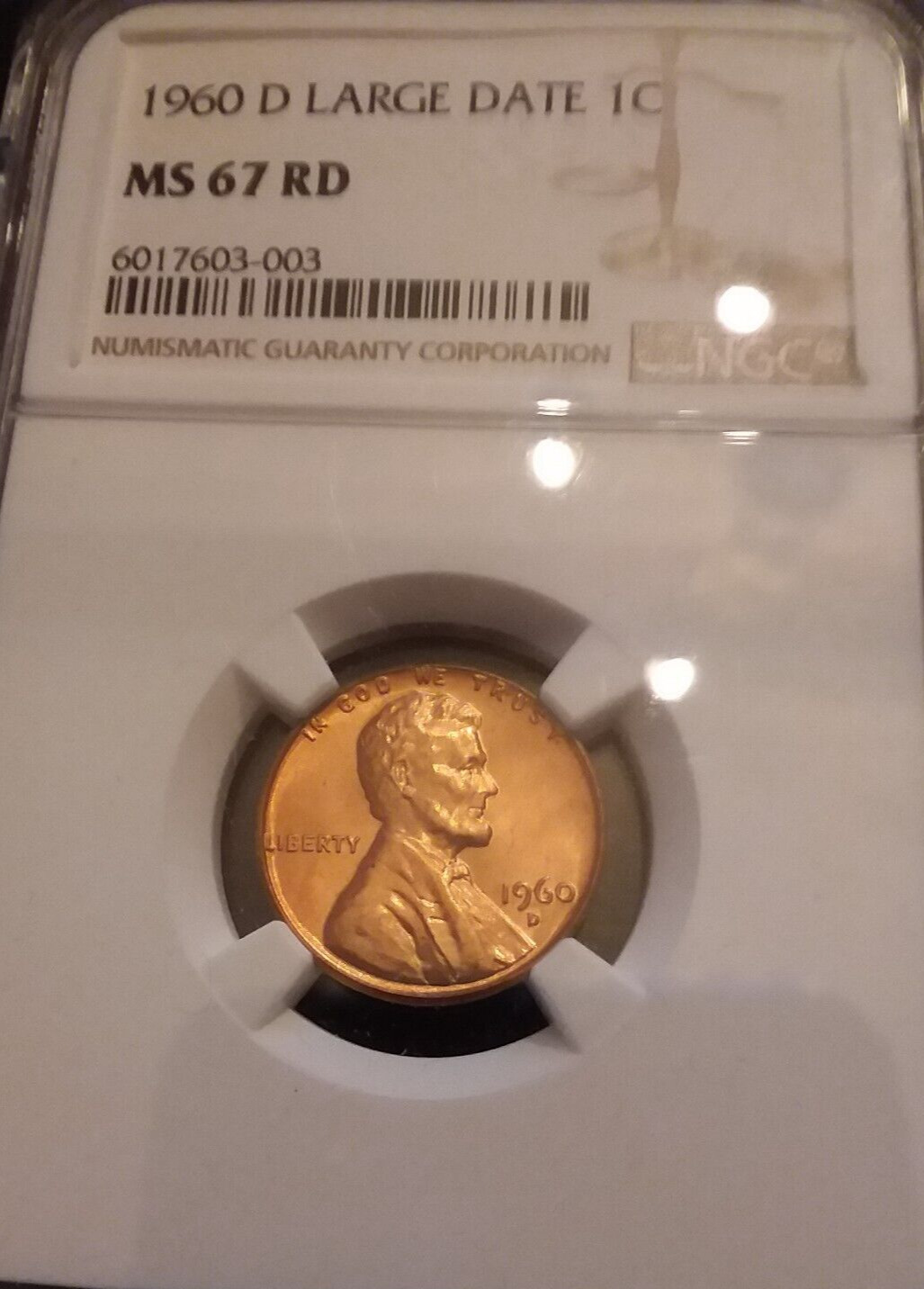 1960-D LARGE DATE NGC MS 67 RD LINCOLN CENT - SUPERB RED BRILLIANT UNCIRCULATED