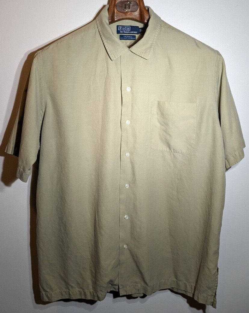 Vintage Polo by Ralph Lauren Caldwell Short Sleeve Silk Blend Camp Shirt Men\'s L