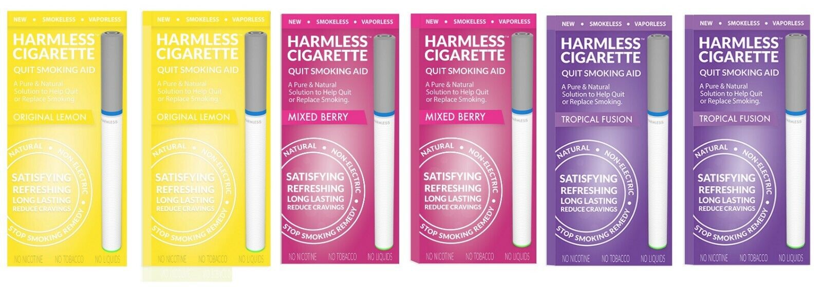 Harmless Cigarette Quit Smoking Aid Variety 6 Pack Tropical Fusion Berry & Lemon