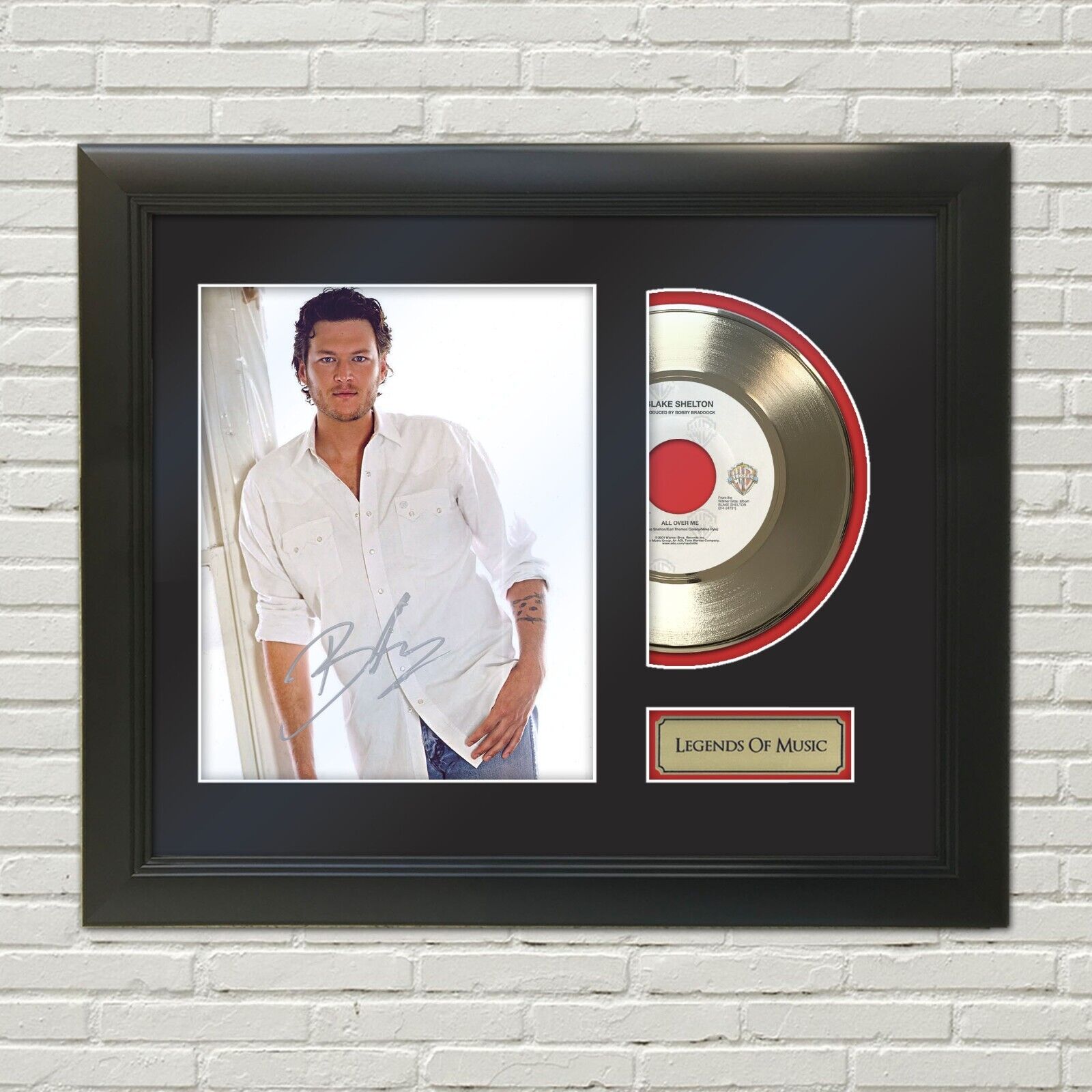 Blake Sheldon Gold Framed 45 Record Display w/Reproduction Signature
