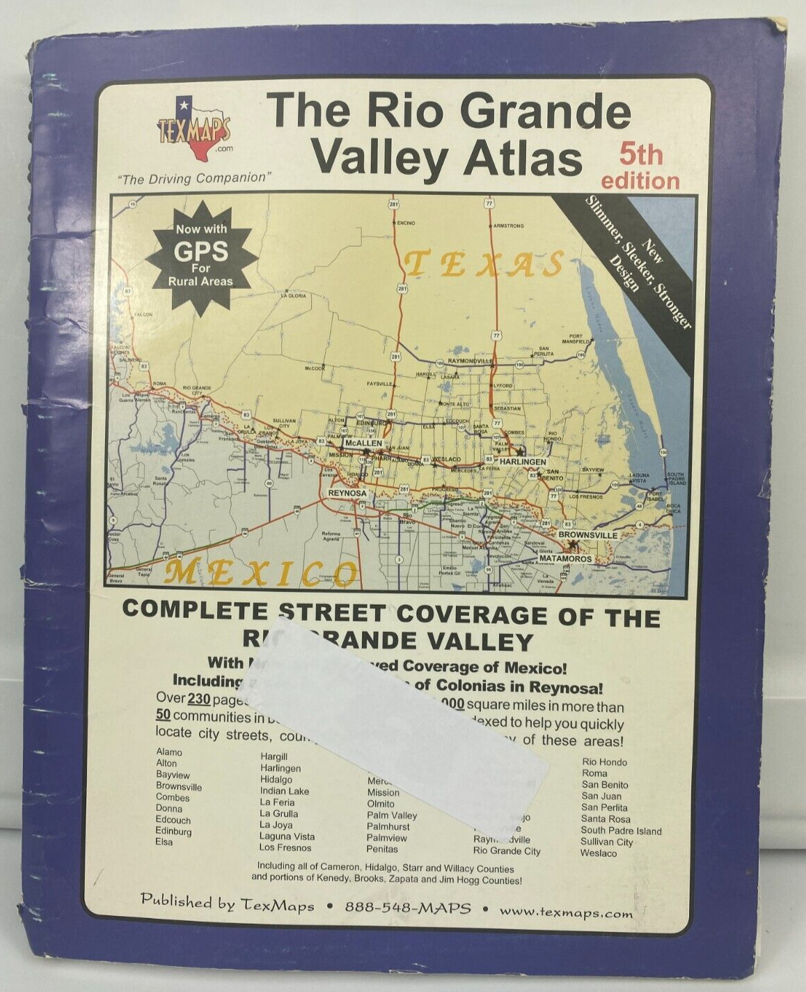 Rio Grande Valley Atlas 5th Edition Spiral bound, TexMaps, Good, 2004