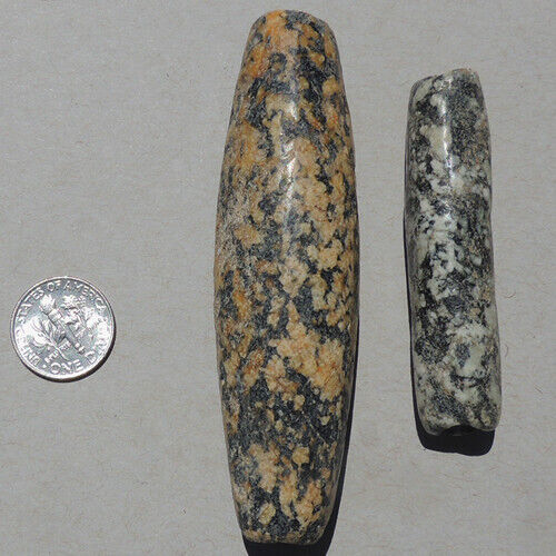 two very large old antique granite african stone beads dogon mali #56