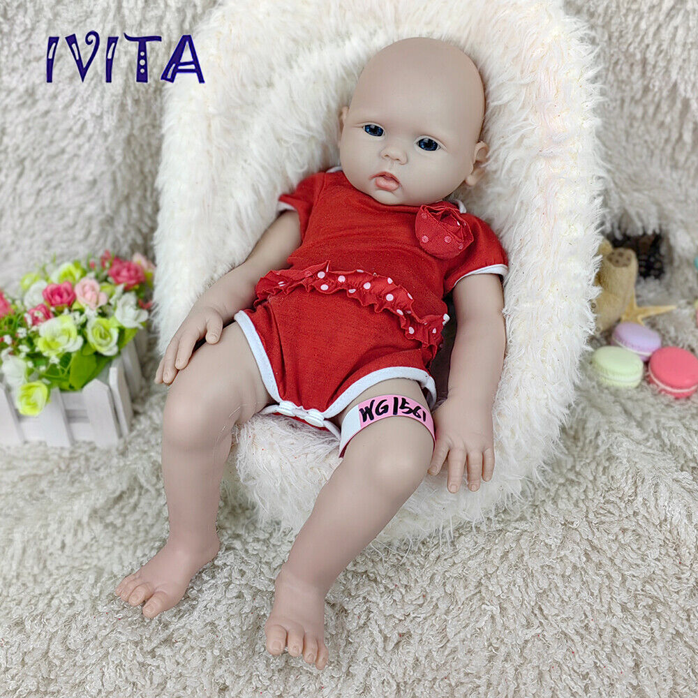 IVITA 18'' FullBody Soft Silicone Reborn Doll Cute Blue Eyes Baby Girl Infant