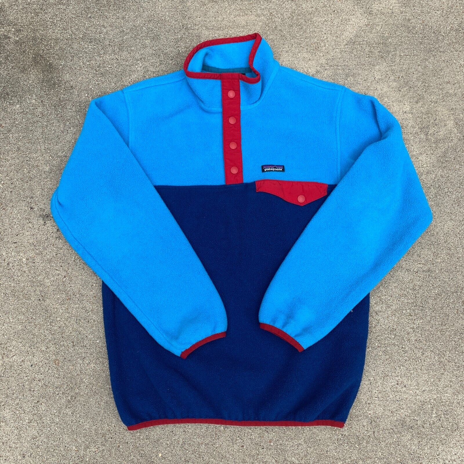 Patagonia Sweater Youth Large Blue Synchilla Snap-T Fleece Jacket Kids Boys
