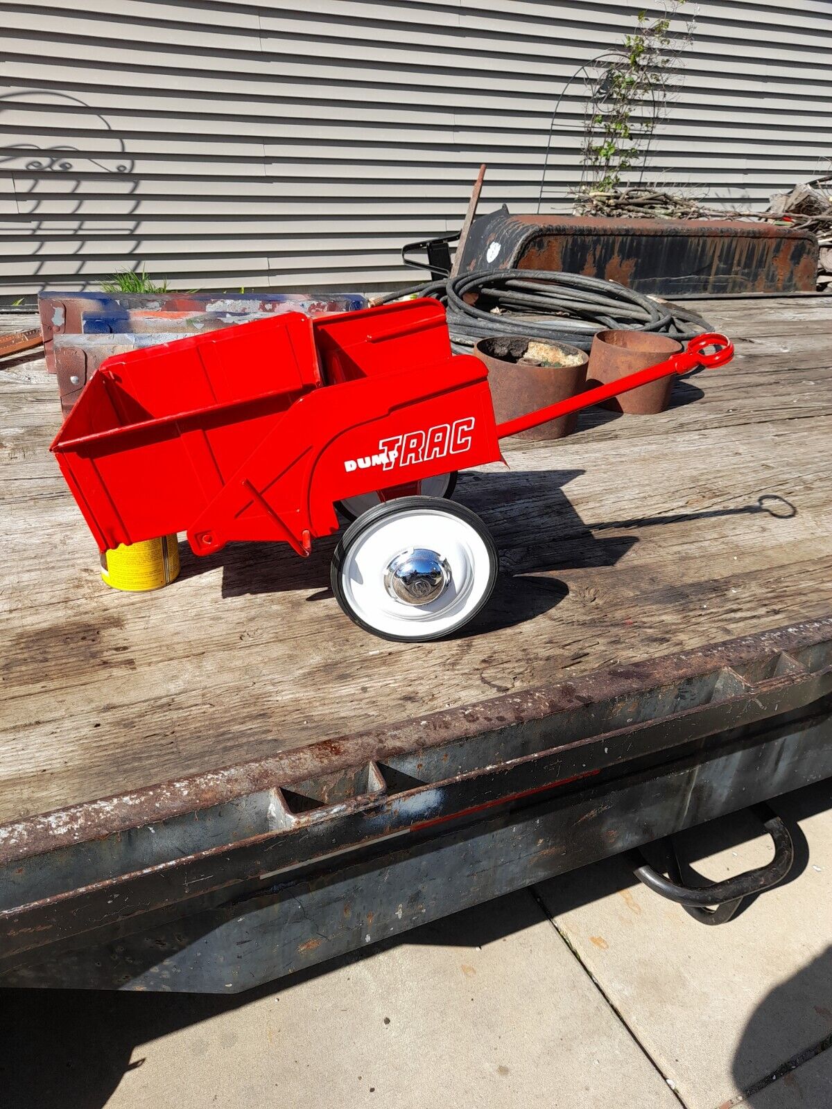 VINTAGE MURRAY PEDAL CAR,PEDAL TRACTOR RED DUMP TRAC TRAILER,  CART,WAGON,RARE