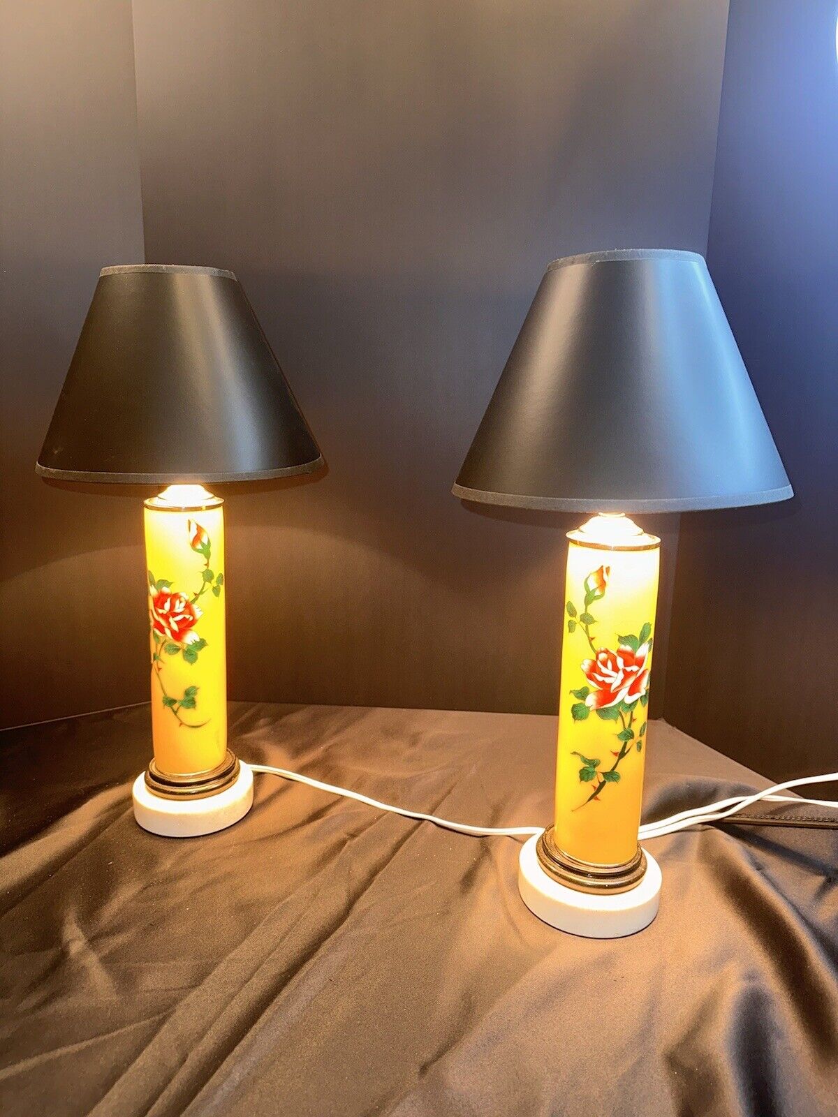 PAIR  Of JAPANESE  CLOISONNE CYLINDER LAMP’s  12\