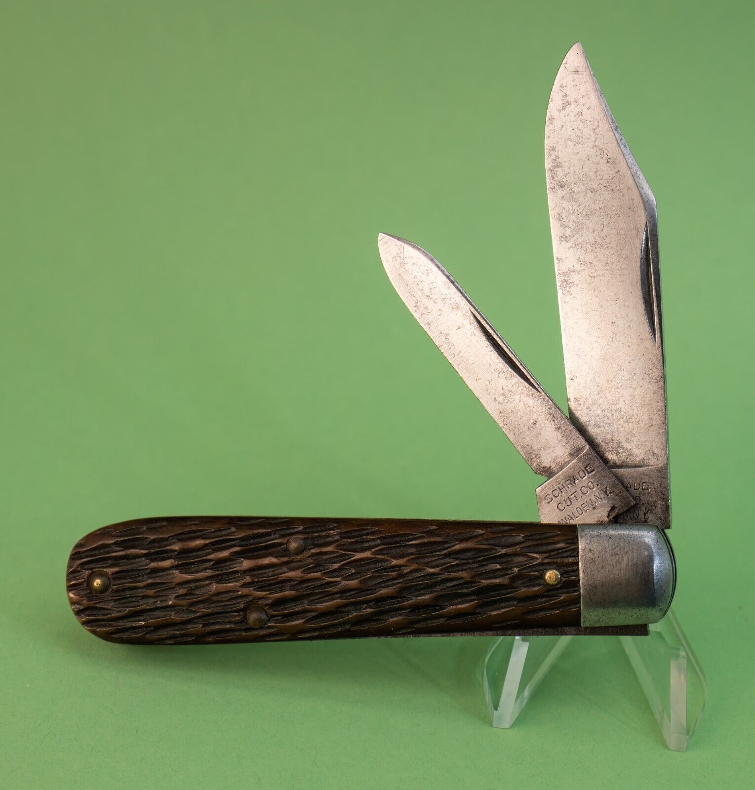 Nice Rare Schrade Cutlery Walden NY Jigged Bone Barehead Jack Pocket Knife