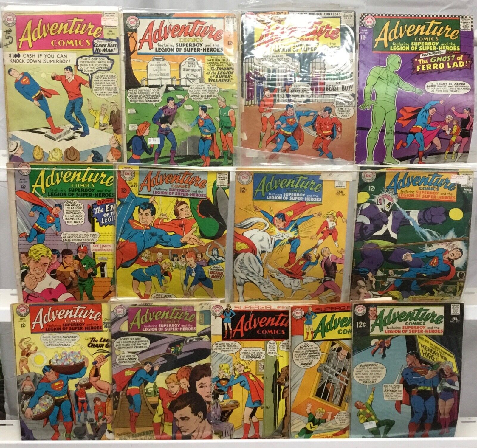 DC Comics Vintage Low Grade Adventure Comics 15 Cent or Lower Comic Lot of 13