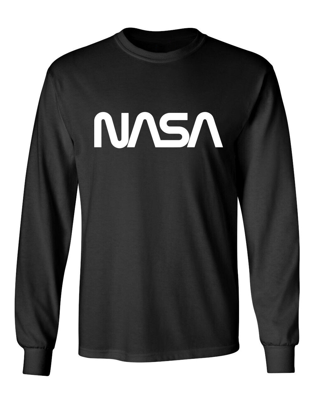 NASA Official Worm Logo Novelty Graphic Sarcastic Humor Men's Long Sleeve Shirt