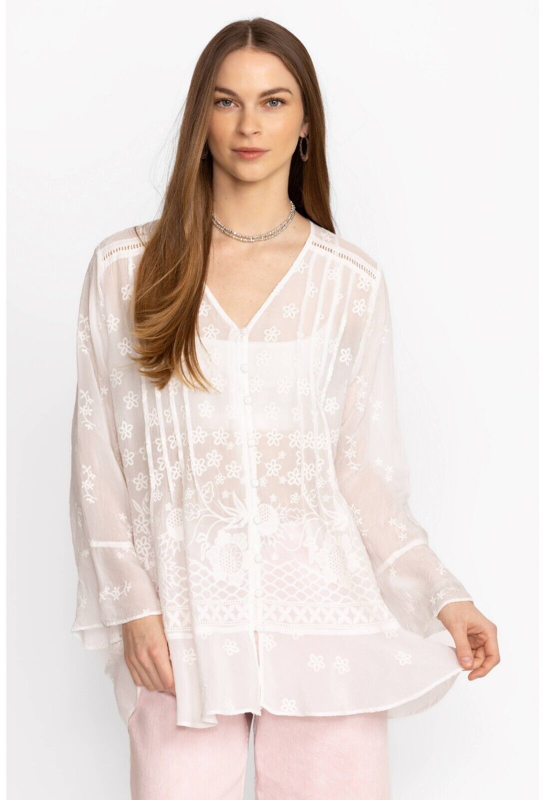 Brand NEW NWT Johnny Was FLEUR DU JOUR TUNIC  COLOR: White Size ALL
