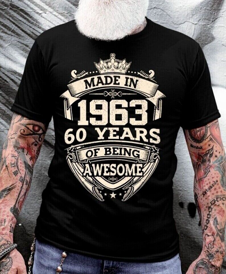 Vintage Made In 1963 60 Years Of Being Awesome Birthday T-Shirt