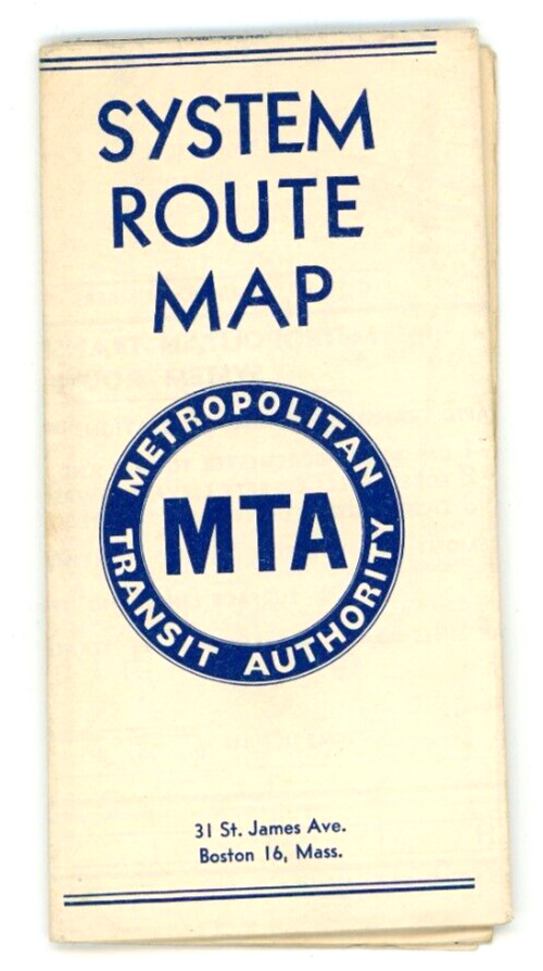 1954 MTA System Route Map Boston MA