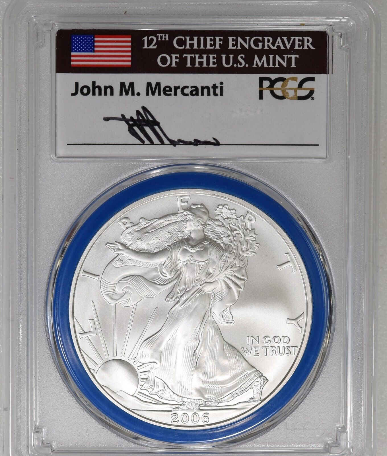 2006 W Burnished Silver Eagle PCGS SP 70 Mercanti Signed