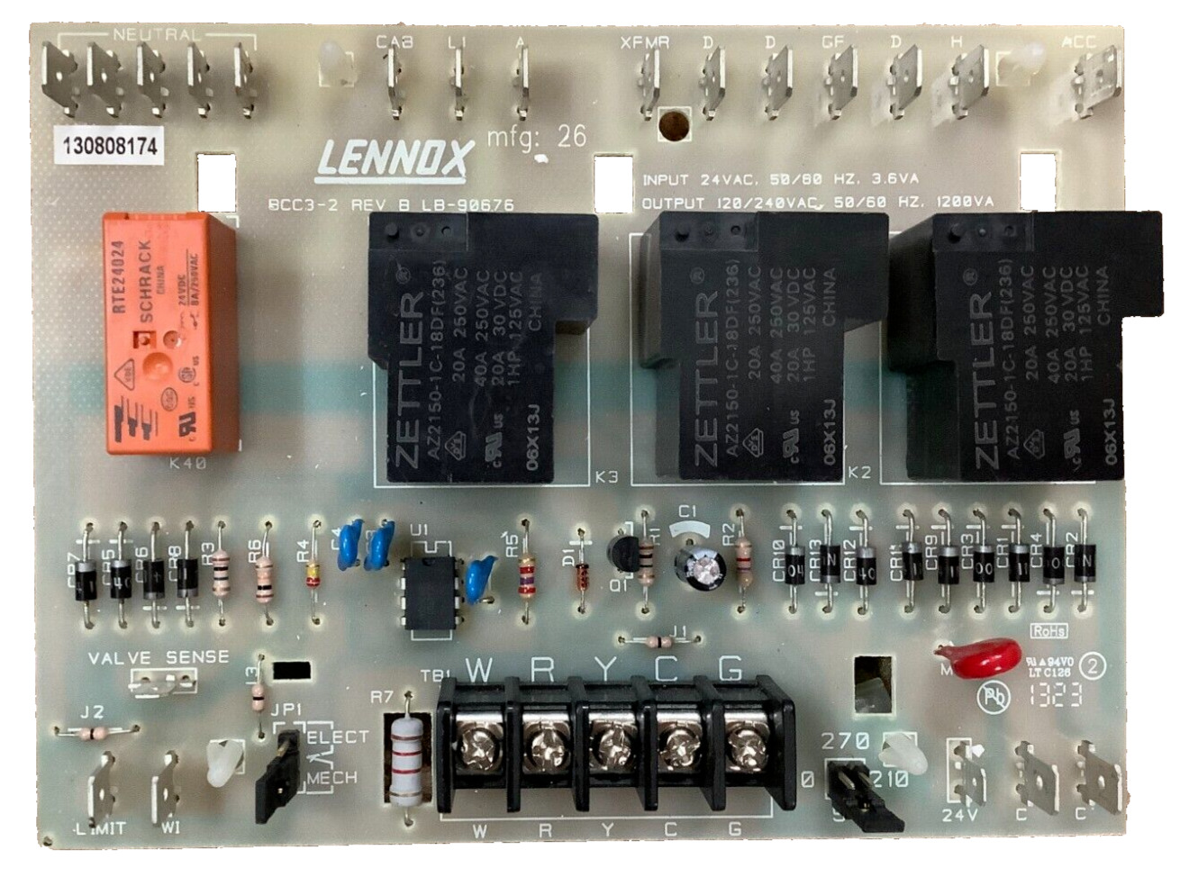 BCC3-2  Lennox Furnace Control Circuit Board  65K29 - LB-90676