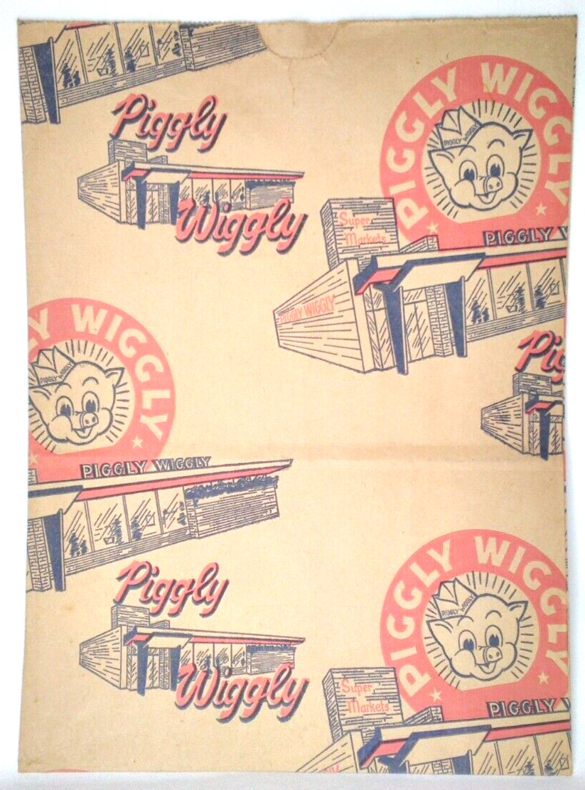 Piggly Wiggly Supermarkets GP Paper Grocery Bag Vintage Advertising