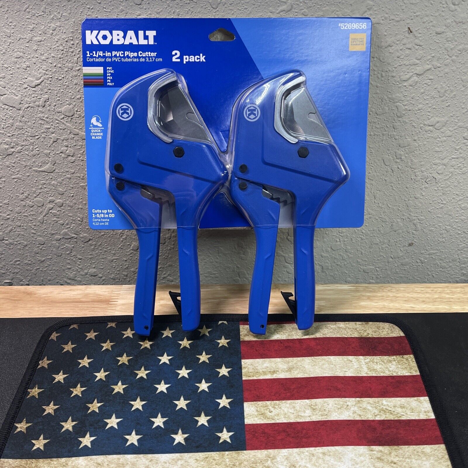 2 New KOBALT 1-1/4 inch PVC Pipe Pex Poly PE Tubing Hose Ratchet Cutter 2 Pack