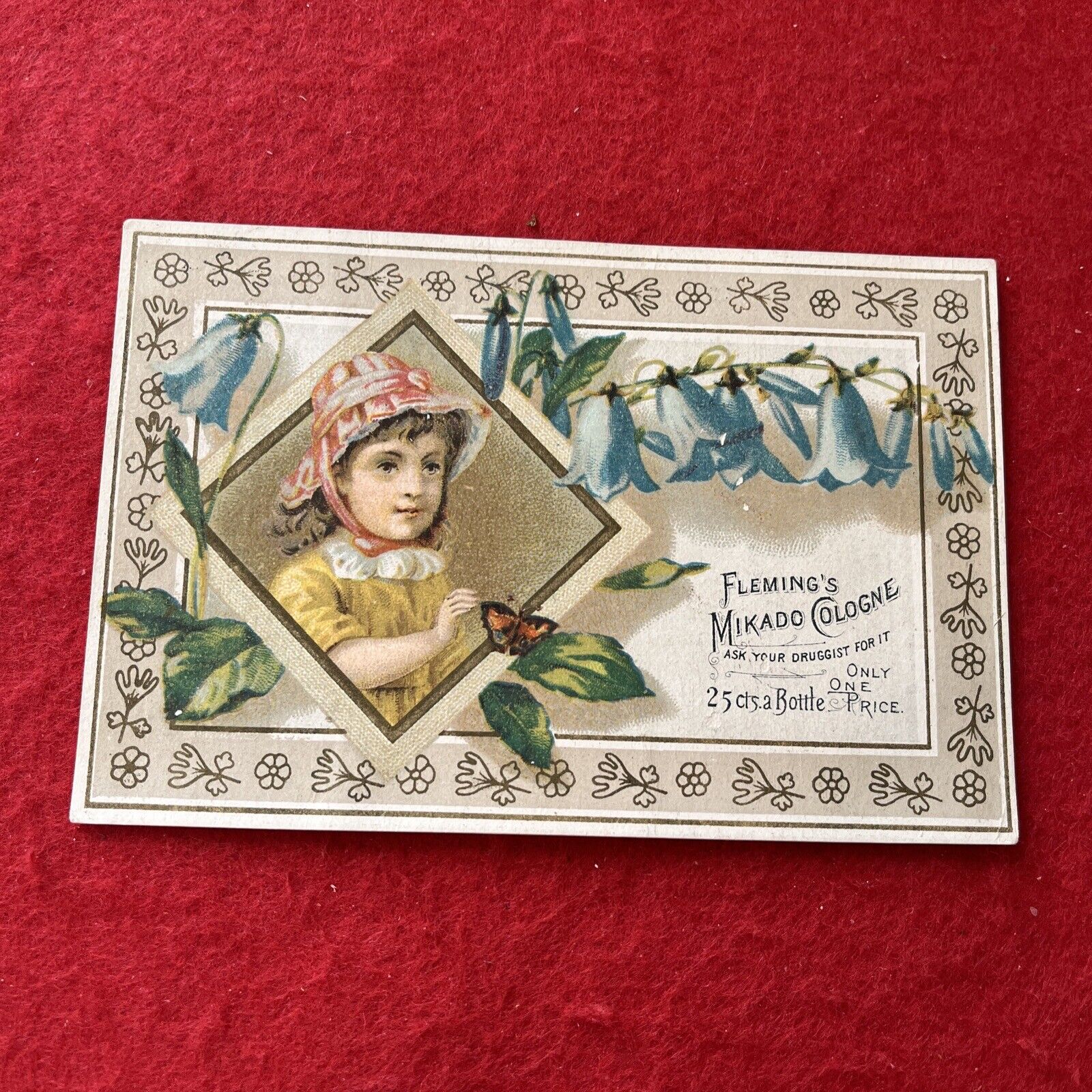 Rare Find   1800s Era FLEMING’S MIKADO COLOGNE Advert Trade Card VG
