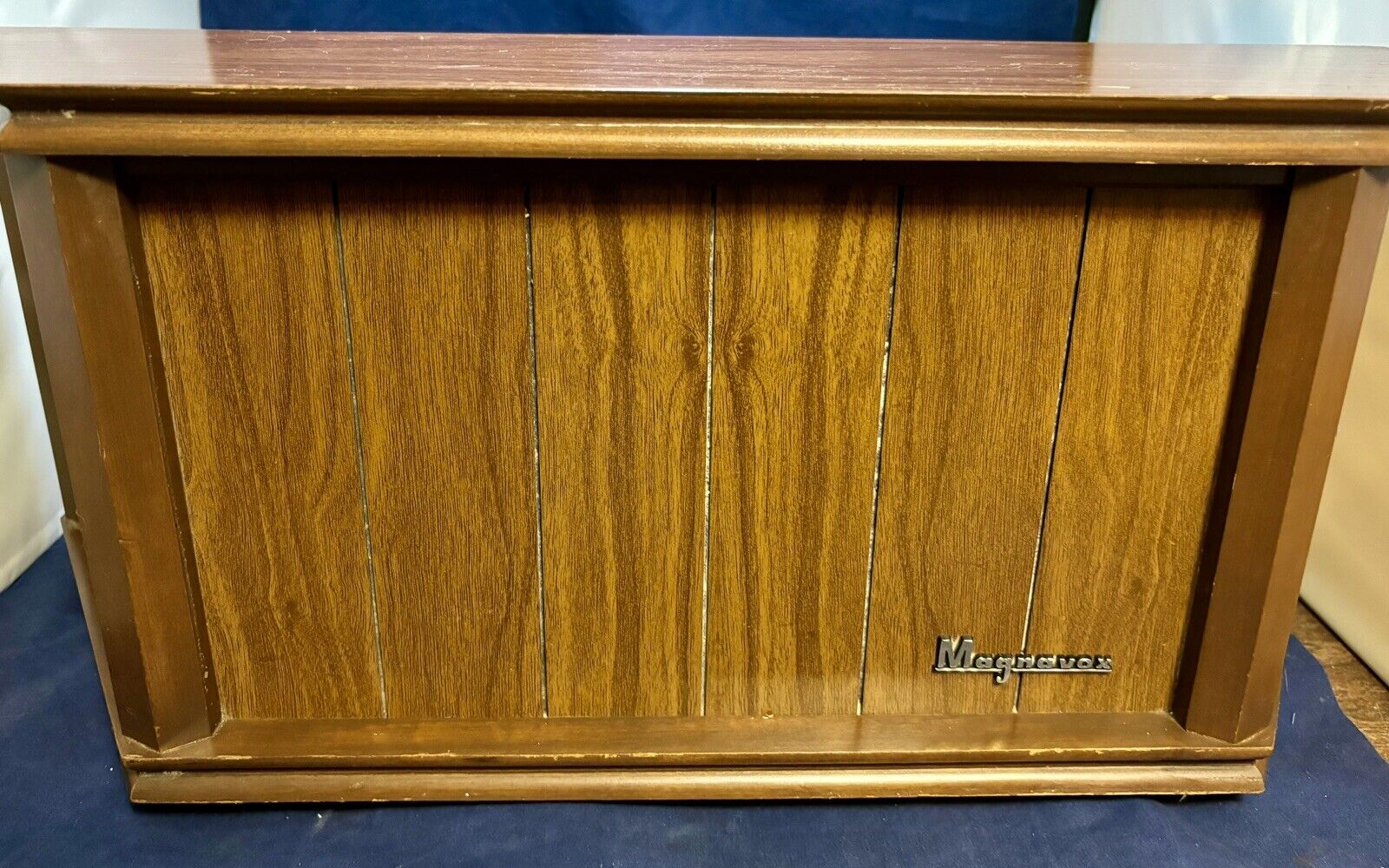 Vintage Magnavox 20S057 Stereo Extension Bookcase Speaker Trapezoidal MCM