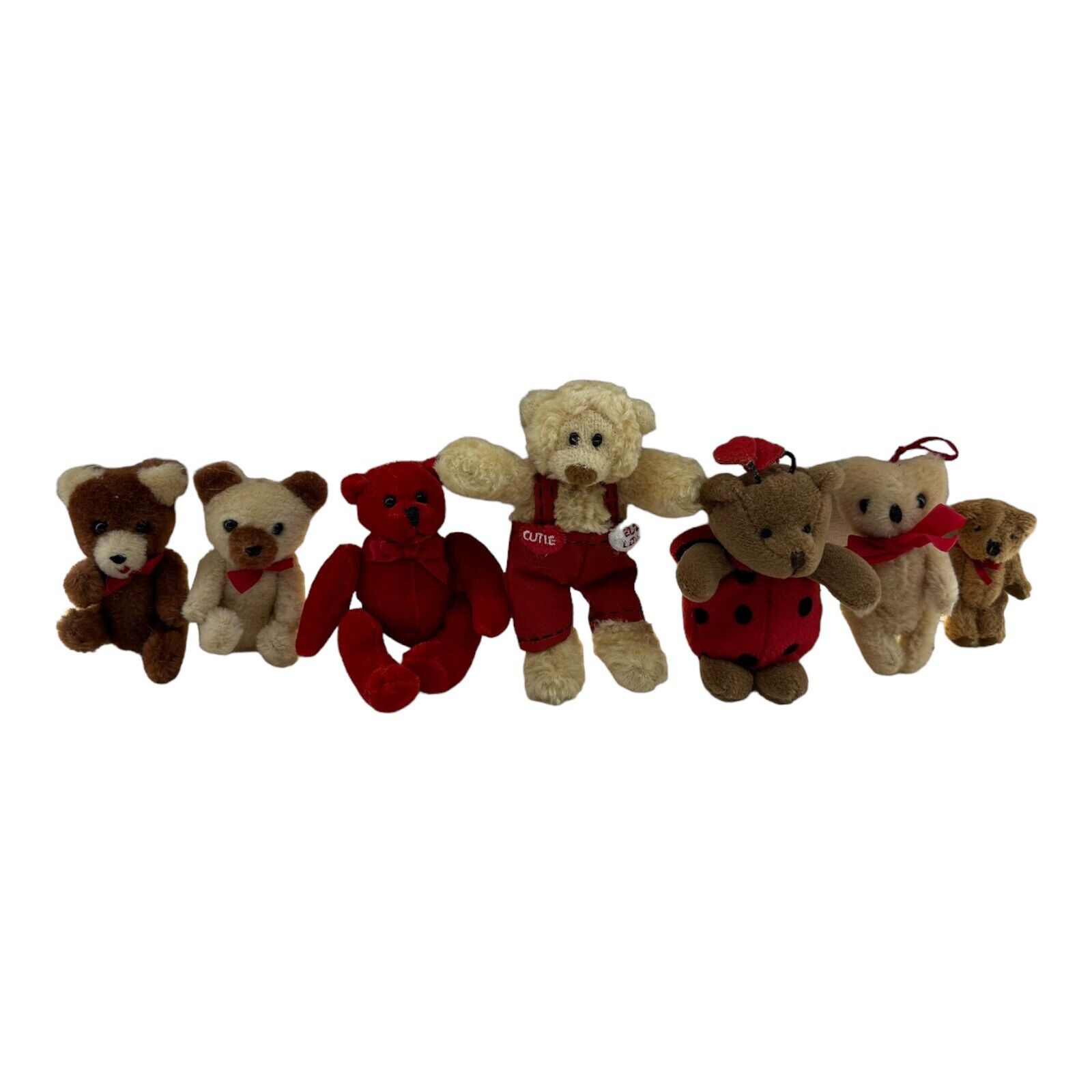 (7) Piece Miniature Teddy Bear Plush Lot Gund Russ Holiday Ornaments NO TAGS