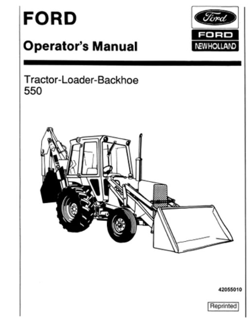 Backhoe 550 Operators Instruction Maintenance Manual Ford NH 