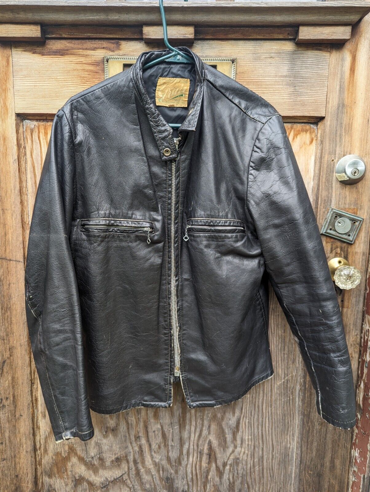 1950s Grais Leather Cafe Racer Jacket Size 38 Black 50s  vintage 